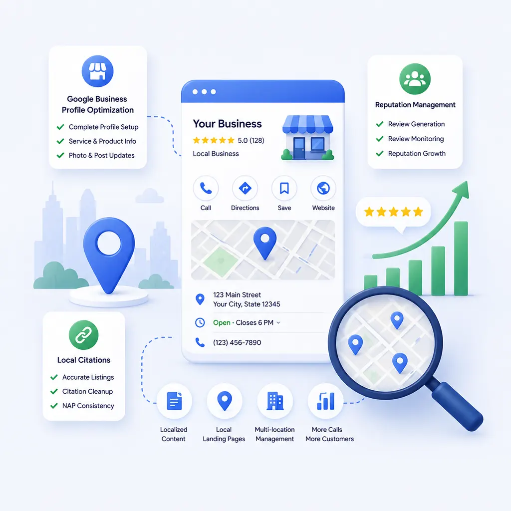 Local SEO services for top 3 map pack ranking and more phone calls
